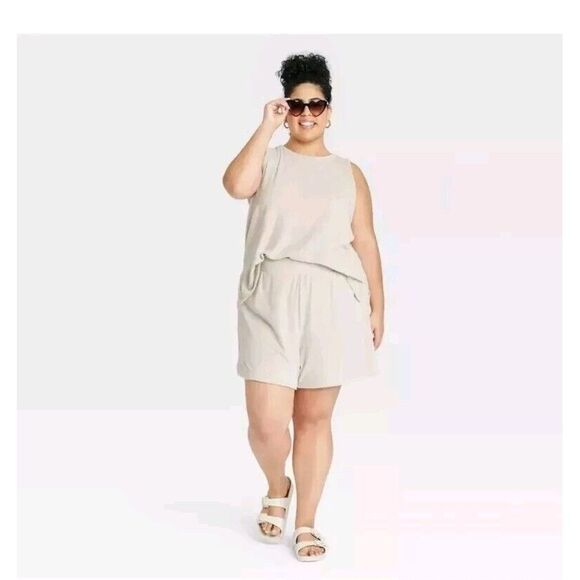 A New Day Women's Plus Size‎ Terry Tank Top Tan XXL - Picture 1 of 7